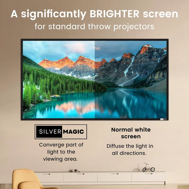 Alt view image 2 of 5 - High gain Projector Screen Material - for DIY Frame or Wall Mounted - 2.6X Brightness and High Contrast 30% ALR - 160 inch 2.35:1 White Screen - by SilverMagic