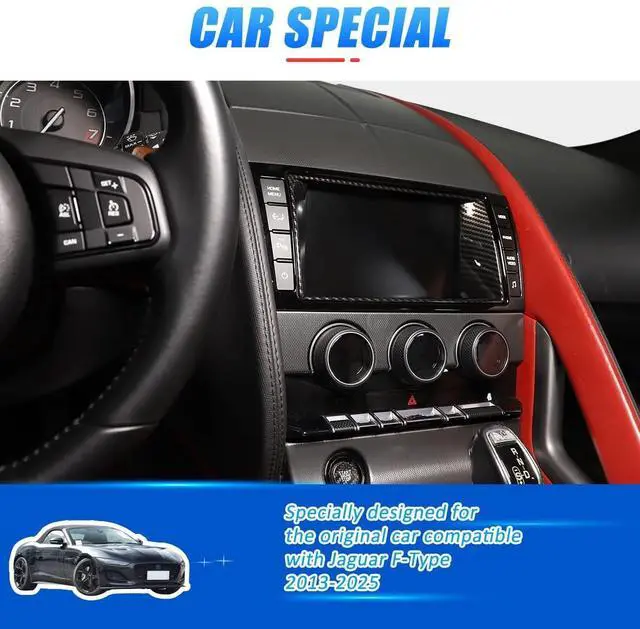 Alt view image 3 of 5 - Car Dashboard GPS Navigation Panel Frame For Jaguar F-Type 2013-2024 Central Navigation Screen Panel TrimMultimedia Control Screen Frame Decoration Cover (Navigation Screen Inner Frame, Carbon Fiber)