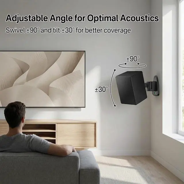 Alt view image 3 of 5 - Speaker Wall Bracket for Samsung SWA-9250S/9500S/9200S/9100S/9000S/8500S Wireless Rear Speaker kit - Adjustable Tilt & Swivel for Samsung Rear Speaker MountHeavy Duty Metal Bracket