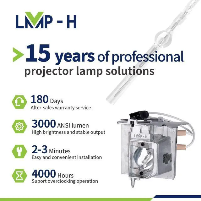 Alt view image 3 of 5 - LMP-H BL-FP190E/SP.8VH01GC01 Projector Lamp Bulb for OPTOMA DH1008 DH1009 DS345 DS346 DX342 DX345 DX346 DW333 HD26 HD141X EH200ST BR323 BR326 GT1070X GT1080 S312 S315 S316 W300 W312 X312 X315 H182X