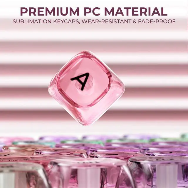 Alt view image 3 of 5 - OHY XVX Macaron Balloon Pastel Gradient Transparent Keycaps, MOA Profile 125 Keys PC Shine-Through Keycaps for MX Mechanical Keyboards