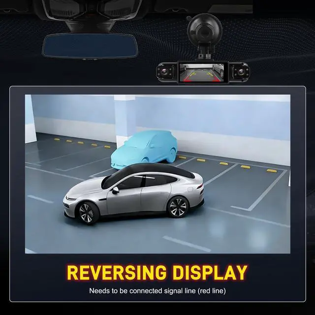Alt view image 5 of 5 - 4 Channel Dash Cam Front Rear Inside and Left Right, 1080P FHD Car Camera, 3.16 Inch Intelligent Exposure Compensation, Loop Recording, Wide Angle, Reverse Assistance, Easy Installation