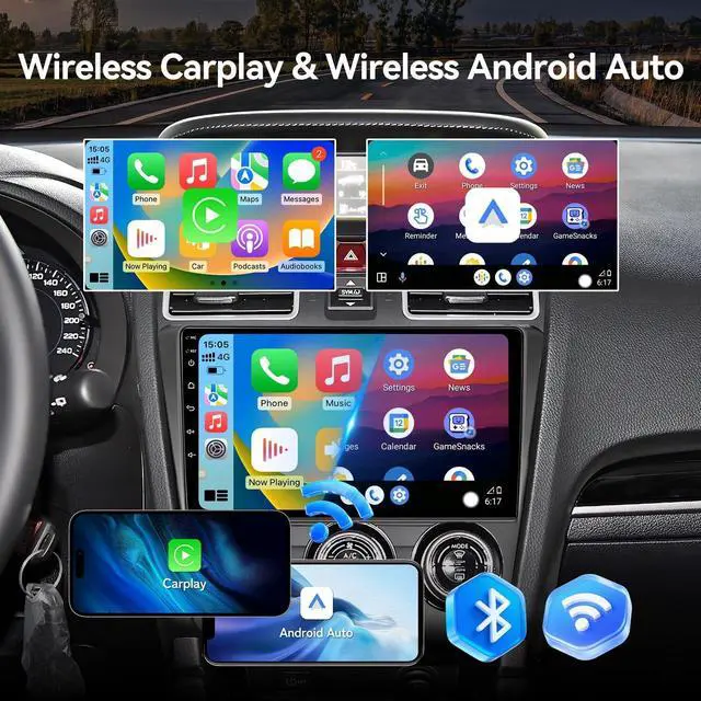 Alt view image 2 of 5 - FBINSE Android 13 Car Stereo Radio Compatible with Subaru Forester WRX Impreza STi Crosstrek 2016-2018 with Wireless CarPlay Android Auto 9" Screen, WiFi/Bluetooth/GPS/Backup Camera