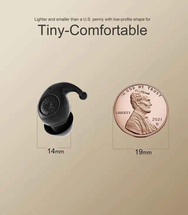 Alt view image 5 of 5 - eleror X9 Extra Small Bluetooth Headphones with ENC Clear Calls, Mini Wireless Earbuds for Work Office, Black Tiny Ear Buds for Small Ears, Noise-Isolating, Daily Use (Black)