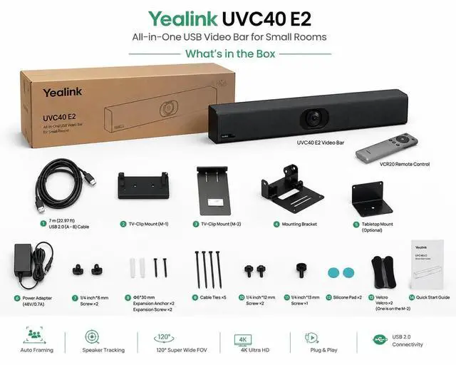 Alt view image 2 of 5 - Yealink UVC40 E2 USB Conference Room Camera System