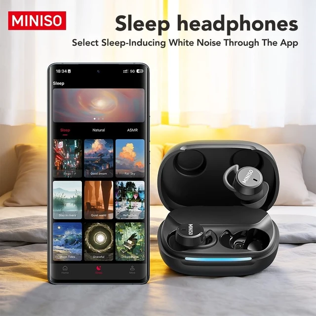 Alt view image 2 of 5 - MINISO MS217 Sleep Earbuds, Mini Earbuds with Noise Reduction Bluetooth 6.0 Headphones, AI Translation Earbuds in Real Time Support 165 Languages for Side Sleepers Travel Business