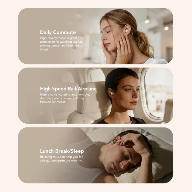 Alt view image 3 of 5 - MINISO MS217 Sleep Earbuds, Mini Earbuds with Noise Reduction Bluetooth 6.0 Headphones, AI Translation Earbuds in Real Time Support 165 Languages for Side Sleepers Travel Business