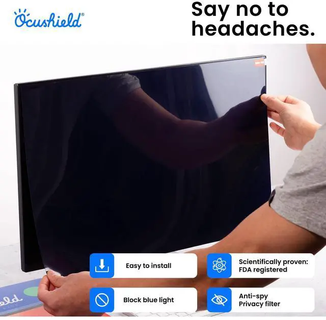 Alt view image 4 of 5 - Ocushield 23 (16:10) Premium Anti Blue Light Screen Protector with Privacy Filter for Laptops and Computer Monitors - Anti-Glare - Easy Install - Anti-Fatigue (496 x 310 mm)