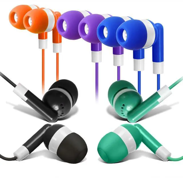 Main image of Keewonda Bulk Earbuds 50 Pack for Classroom Wholesale Earbuds Headphones Wired Stereo Earphones Multi Color for Kids Toddlers Teen at School Library Room Homeschool Online Teaching