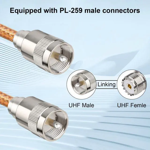 Alt view image 2 of 5 - XRDS -RF 25FT RG8X Coaxial Cable with UHF Male PL259 Connectors, Solid Copper Core, Braided Shield, CB Cable for Ham Radio, HF Radio, and Communication Devices