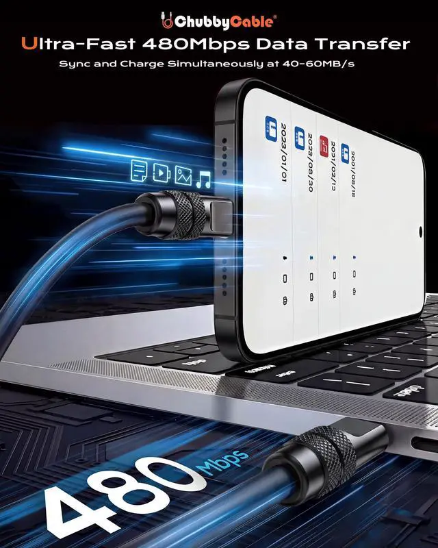 Alt view image 3 of 5 - chubbycable Black Chubby Black Samurai Edition 240W USB C Cable Fast Charging Cable Durable Silicone Charger Cord Compatible with iPhone 17-15 Series iPad MacBook Airpods, Type C to Type C, 8.5FT