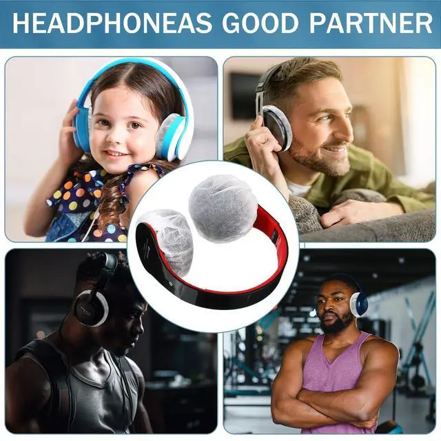 Alt view image 2 of 4 - 400 Pieces Headphone Covers Disposable Ear Earpads Sanitary Non-Woven Headset Cover Sweatproof Stretch Earphone Earcup Protector (White 11cm)