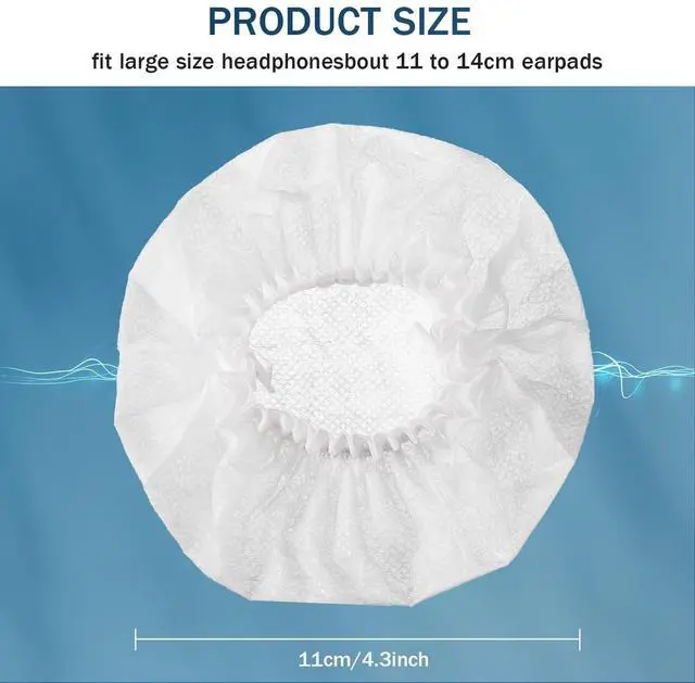 Alt view image 3 of 4 - 400 Pieces Headphone Covers Disposable Ear Earpads Sanitary Non-Woven Headset Cover Sweatproof Stretch Earphone Earcup Protector (White 11cm)