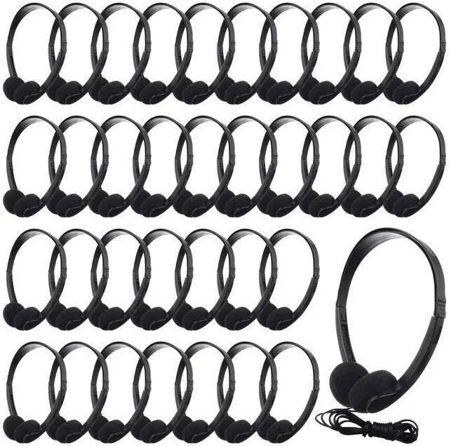 Main image of Konohan 30 Pack Bulk Classroom Headphones Wired Black Adjustable Over Ear Earbuds Headphones with 3.5 mm Plug for Teen Adults Students Schools Library Computer Labs Office Airplane