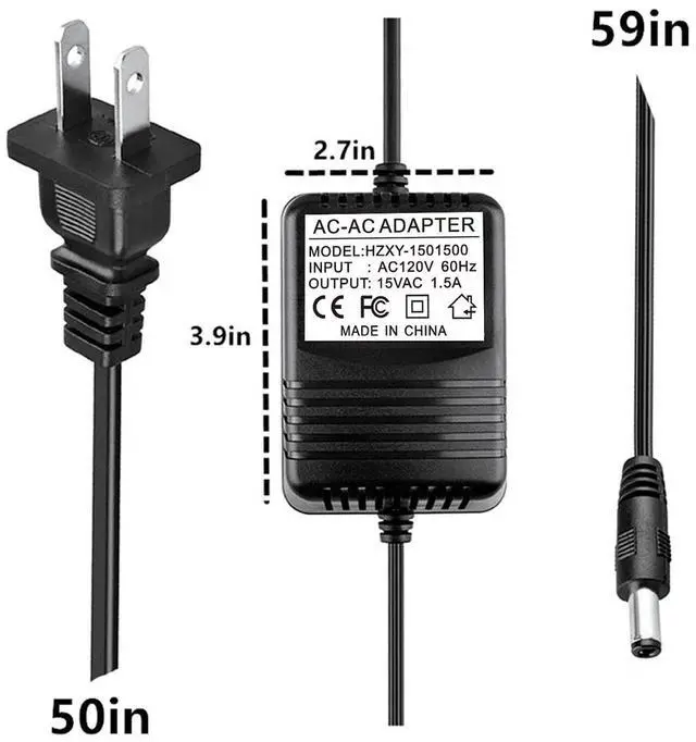 Alt view image 2 of 5 - Ousaly 15V AC Adapter Charger for Acorn MW48-1501500A MW481501500A P/N: AC15US1500UL,Model SY-15030A 5Y-15030A SY15030A 5Y15030A Class 2 Transformer Power Ac Adapter Supply Cord PSU (w/Barrel Tip)