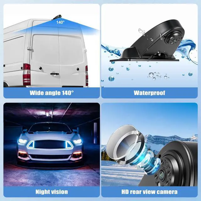 Alt view image 2 of 5 - Camecho Top Rear Dual Backup Camera Rear View Compatible for Mercedes Benz Sprinter 2010-2019 Van Truck AHD IR Night Vision Waterproof Roof Mount Reversing Brake Light Parking Assist Replaces