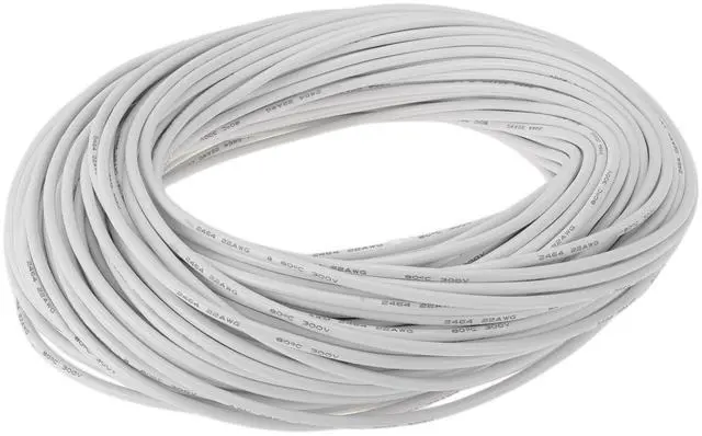 Main image of HEROFFIX Electrical Ground Wire Automotive Power Wire 200FT White TC 1 Pcs 22Gauge 2 Conductor Fully Insulated& Soft Touch Jacket Universal
