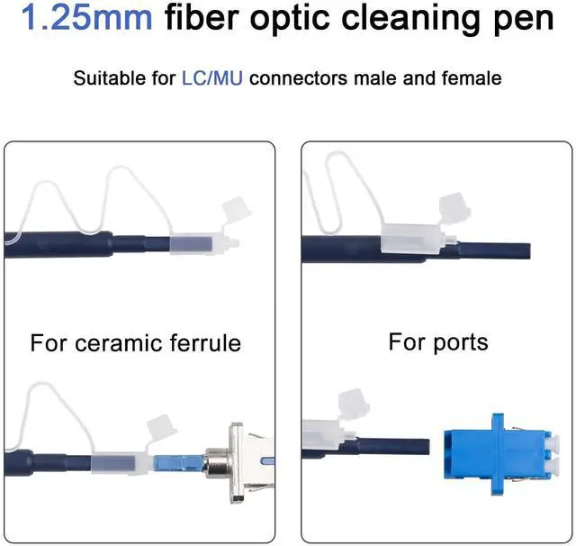 Alt view image 2 of 4 - Duogalia 50 Pack Fiber Cleaner Pen Fiber Optic Cleaing Tools for 1.25 mm LC/MU Connector Over 800 Cleans Fiber Endface & Optical Connector Cleans