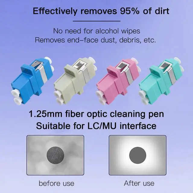 Alt view image 3 of 4 - Duogalia 50 Pack Fiber Cleaner Pen Fiber Optic Cleaing Tools for 1.25 mm LC/MU Connector Over 800 Cleans Fiber Endface & Optical Connector Cleans