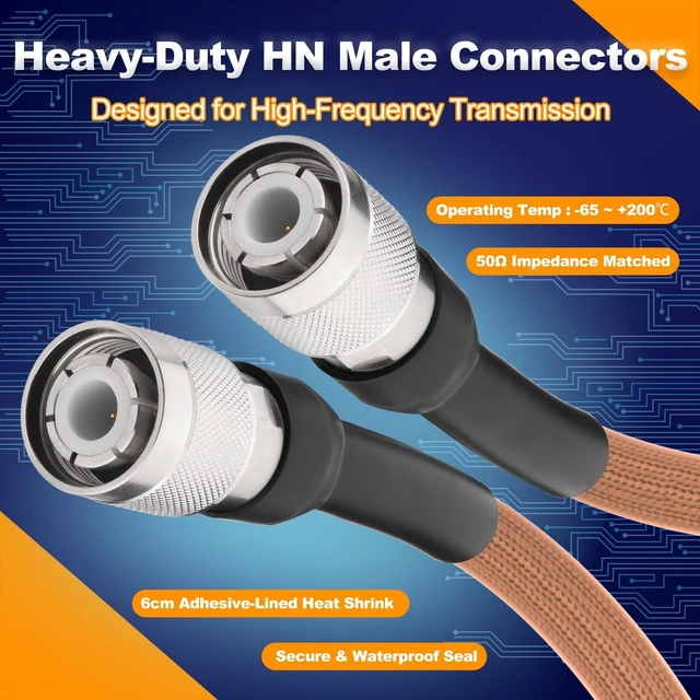 Alt view image 3 of 5 - onelinkmore HN Male to HN Male RG393 Jumper 3.3ft 50ohm Silver-Plated