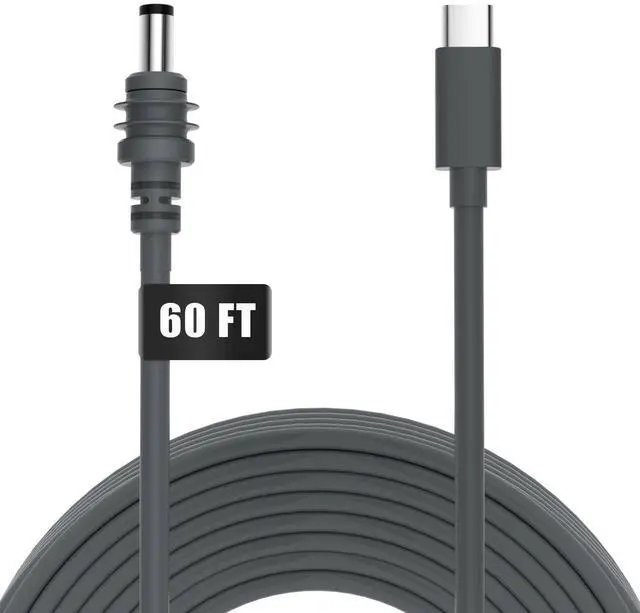 Main image of Zinweyton USB C to DC Power Cable for Starlink Mini, Max Power 140W Input Type C to DC Cable, 18AWG 20M/60FT Replacement Cable for Star Link Mini Waterproof Grey