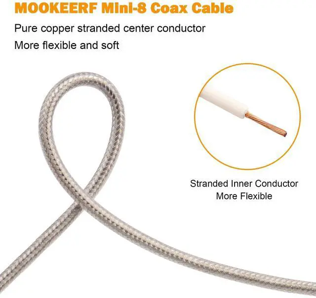 Alt view image 5 of 5 - MOOKEERF CB Coax Cable 75ft,RG8X Stranded Core UHF PL259 Male to Male Low Loss CB Antenna Cable 50 Ohm for HAM Radio,Antenna Analyzer,Dummy Load,SWR Meter
