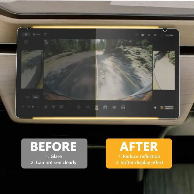 Alt view image 2 of 5 - RERPRO Tempered Glass Screen Protector Compatible with 2022 2023 2024 2025 2026 Rivian R1T R1S Interior Accessories Dashboard Touchscreen Touch Display Matte 9H Hardness Tempered Film, 3 Screens Bundl