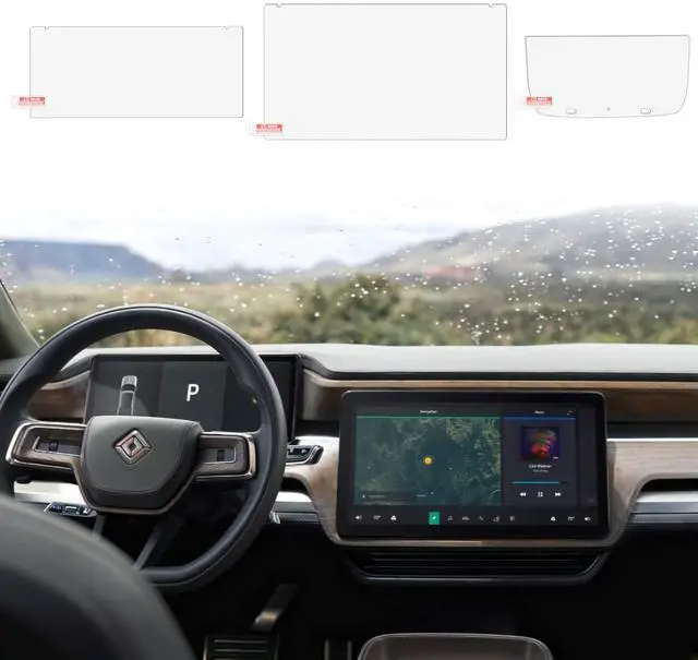 Main image of RERPRO Tempered Glass Screen Protector Compatible with 2022 2023 2024 2025 2026 Rivian R1T R1S Interior Accessories Dashboard Touchscreen Touch Display Matte 9H Hardness Tempered Film, 3 Screens Bundl
