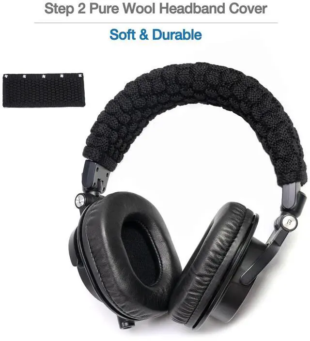 Alt view image 4 of 5 - Voarmaks True Lambskin Ear Pads Pure Wool Headband Cushion Cover Kit Compatible with Audio Technica ATH M50X M50XBT M50RD M40X M30X M20X MSR7 SX1 Headphone (True Lambskin Kit)