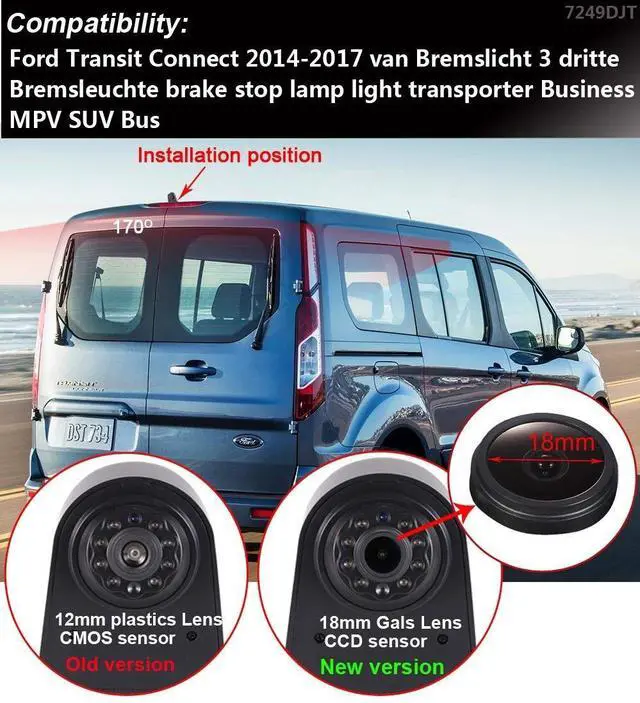 Alt view image 2 of 5 - HD IP68 Auto Transporter Brake Light Roof Rear View Reversing Backup Camera Parking System with Angle Adjustable Compatible with Ford Transit Connect Van MPV SUV Bus (Camera+7''Monitor)