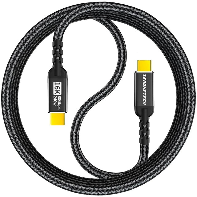 Main image of 80Gbps USB4 2.0 Cable for Thunderbolt 5, 240W, 16K Display, 6.6Ft