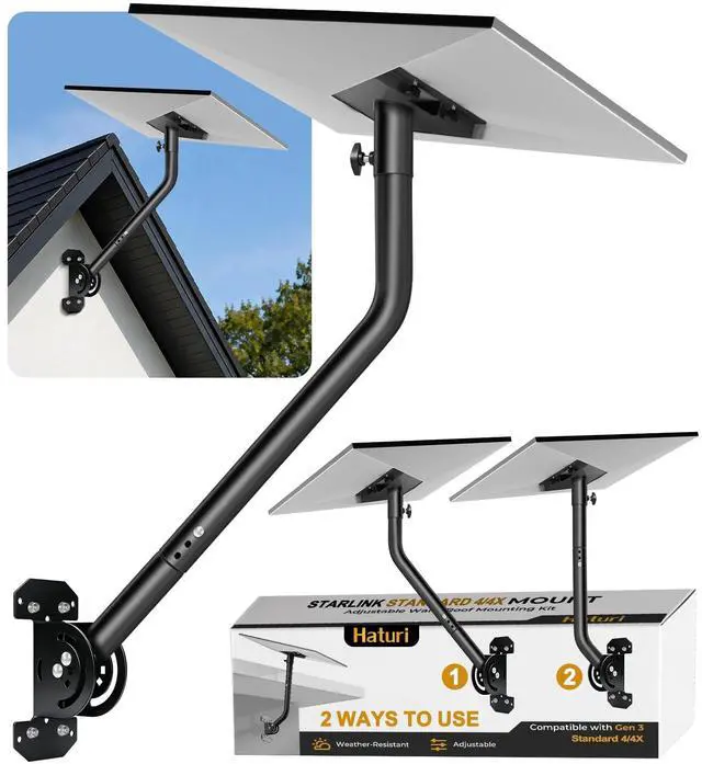 Main image of Haturi Mount for Starlink Standard 4 4X Gen 3, Adjustable 25 Inch Roof Mounting Kit, Long Heavy Duty Wall Mounts for Starlink,Include Aluminum Pipe Adapter^^ Easy Installation