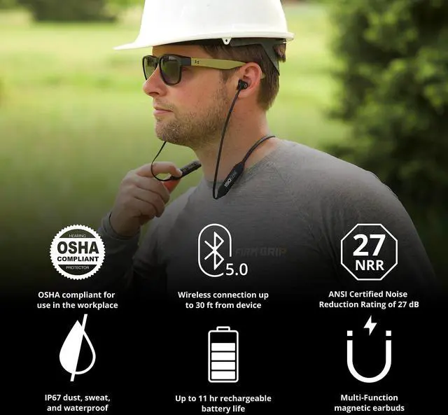 Alt view image 4 of 5 - ISOtunes Xtra 2.0 Earplug Earbuds: OSHA Compliant Bluetooth Hearing Protection, 27 dB NRR Sound Isolation, 85 dB Volume Limit, Up to 11 Hour Battery Life, Noise Cancelling Mic