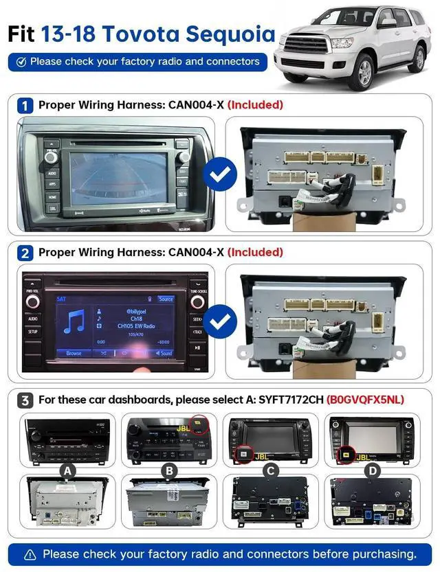 Alt view image 2 of 5 - Car Radio for Toyota Sequoia 2013-2019, 10.2" Android 13 QLED Touchscreen, 6G+128G with Wireless Apple Carplay & Android Auto, WiFi, Bluetooth 5.4,FM, DSP, SWC,HD Camera (CAN004)