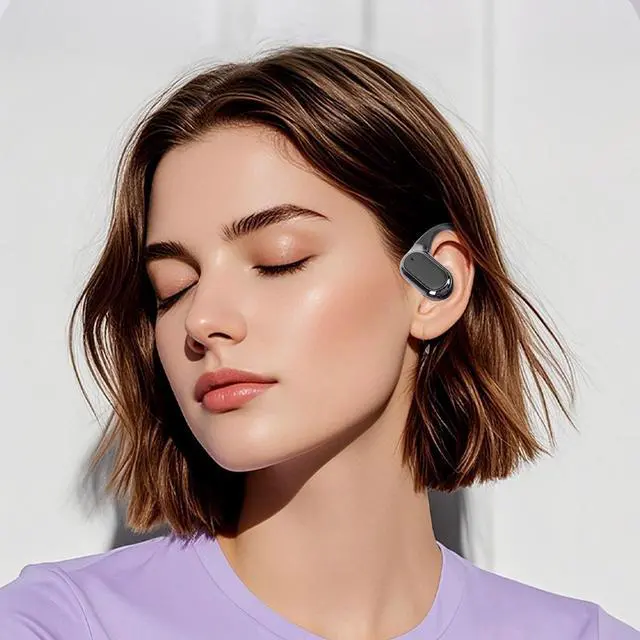 Alt view image 3 of 4 - LUCKDANO Ear Hook Headphones Wireless Bluetooth Ear Hook Headphones HiFi Sound Noise Canceling Microphone 60H Playtime Lightweight for Cycling Running Workout Black (Black)