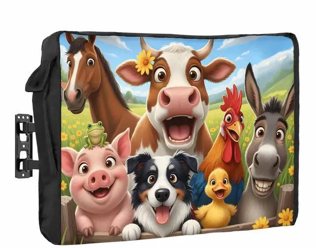 Main image of Farmhouse Outdoor TV Cover Waterproof Weatherproof TV Covers for 60 to 65 Inch Funny Cow Horse Pig Face Cute Dog Duck Chicken Donkey Outside Flat Screen TV Protector Shield 58"W x 37"H x 4.5"D