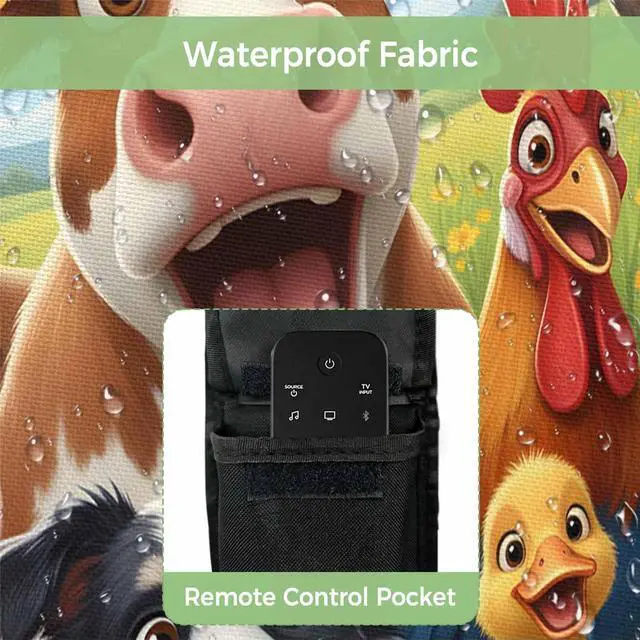 Alt view image 3 of 5 - Farmhouse Outdoor TV Cover Waterproof Weatherproof TV Covers for 60 to 65 Inch Funny Cow Horse Pig Face Cute Dog Duck Chicken Donkey Outside Flat Screen TV Protector Shield 58"W x 37"H x 4.5"D