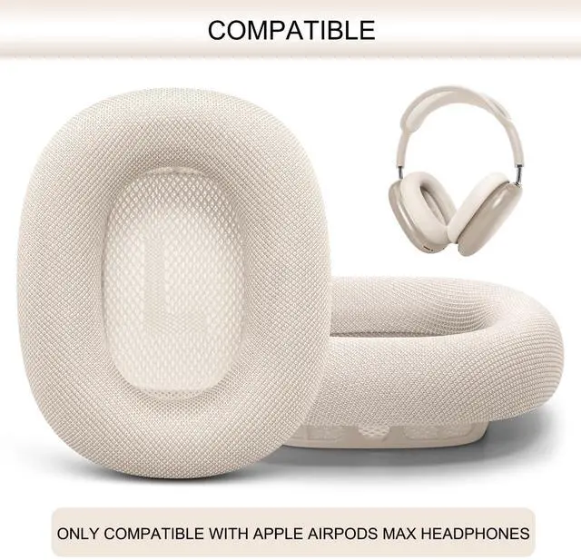 Alt view image 2 of 5 - GEVO Upgraded Ear Cushions Replacement Earpads for AirPods Max 1 & 2 Headphones, Mesh Fabric Ear Pads Ear Covers Cups with Memory Foam and Magnet for AirPods Max 1 & 2 (Starlight)