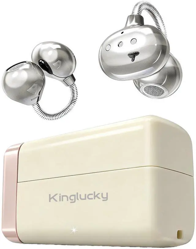 Main image of Kinglucky Clip-On Earbuds with Memory Spring,Comfortable Open-Ear Wireless Bluetooth 6.0 Headphones with Mic,for Small Ears & Glasses Wearers,45H Playtime,ENC,IPX5 Waterproof Sport Earbuds (Whi