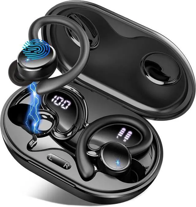 Main image of Matast Ear Buds Wireless Earbuds,Bluetooth 5.4 Headphones Sport, 50H Deep Bass Sound Over Ear Buds with 4 ENC Noise Cancelling Mic, Dual LED Display, IP7 Waterproof Earphones with Earhook for W
