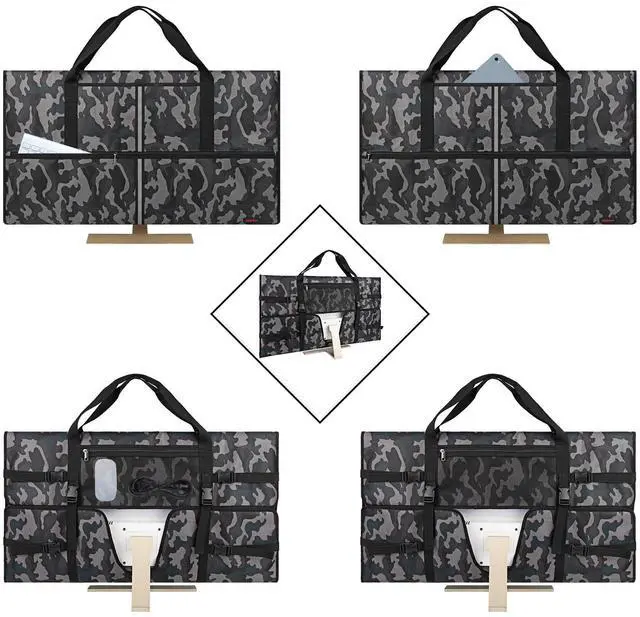 Alt view image 3 of 5 - Kingshion Travel Carrying Bag Compatible with 32" All-in-One Desktop Computer and 32" Monitor (Camouflage Gray)