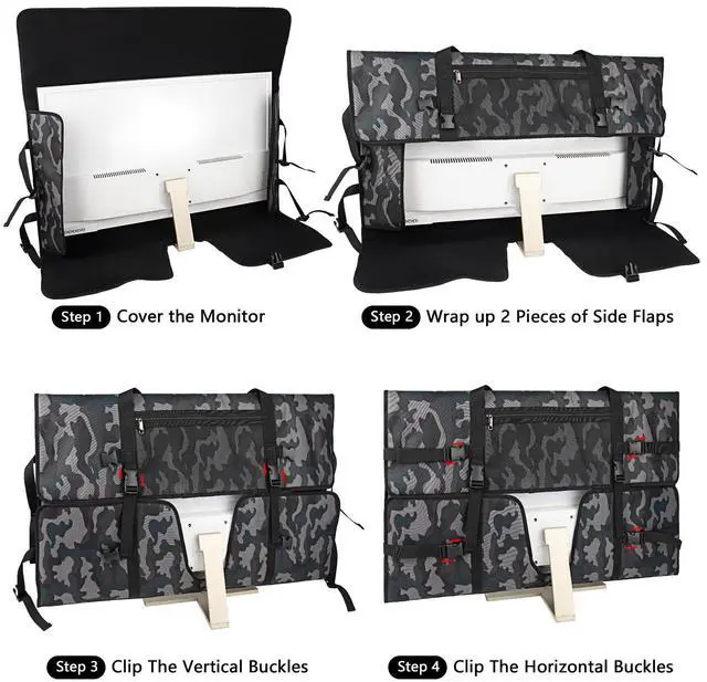 Alt view image 4 of 5 - Kingshion Travel Carrying Bag Compatible with 32" All-in-One Desktop Computer and 32" Monitor (Camouflage Gray)