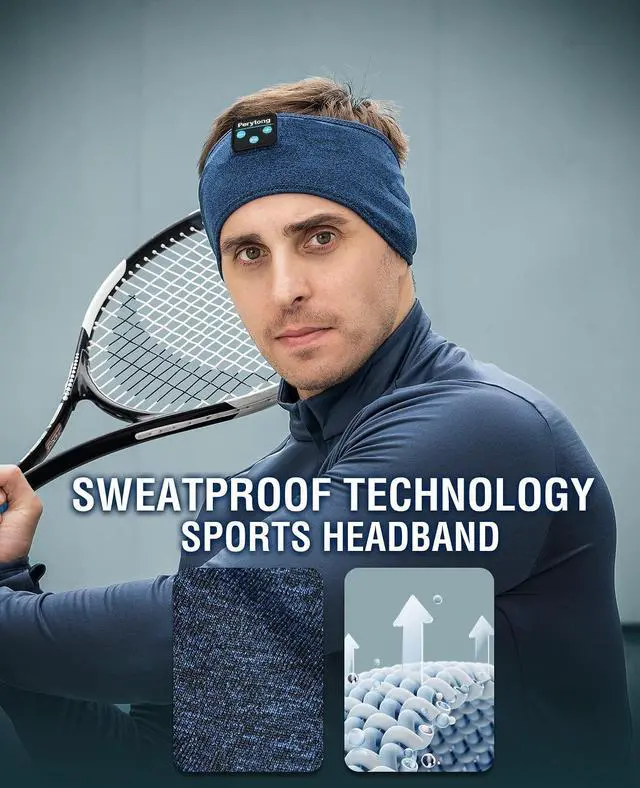 Alt view image 4 of 5 - Perytong Sleep Headphones, Bluetooth 5.4 Headband Headphones for Sleeping, Wireless Sleeping Headphones for Side Sleepers, Sweat-Proof Sport Headband Earphones for Yoga Running Airplane