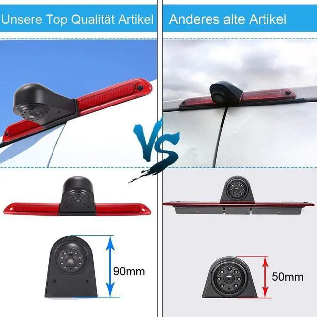 Alt view image 3 of 5 - High Roof Mount 3rd Brake Light Rear View Backup Camera+4.3 inch TFT LCD Screen Mirror Replacement for Van Mercedes Benz Sprinter W906/ VW Crafter Caravelle 2007-2015