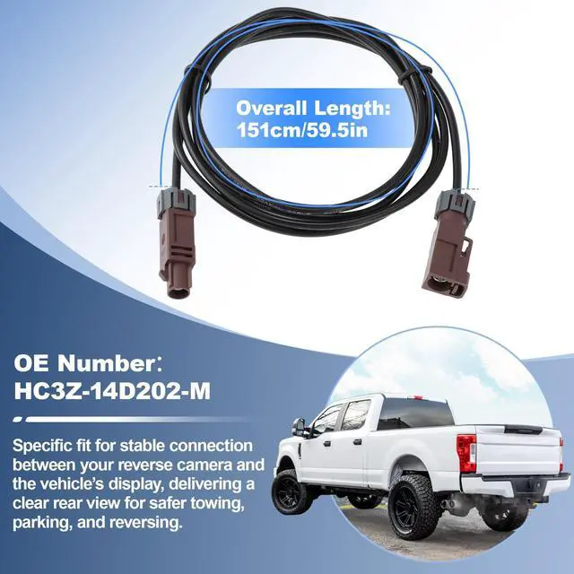 Alt view image 3 of 5 - RATCHROLL HC3Z-14D202-M Rear View Reverse Camera Cable Harness Assembly for Ford F-250 F-350 Super Duty with Towing System 2017-2022