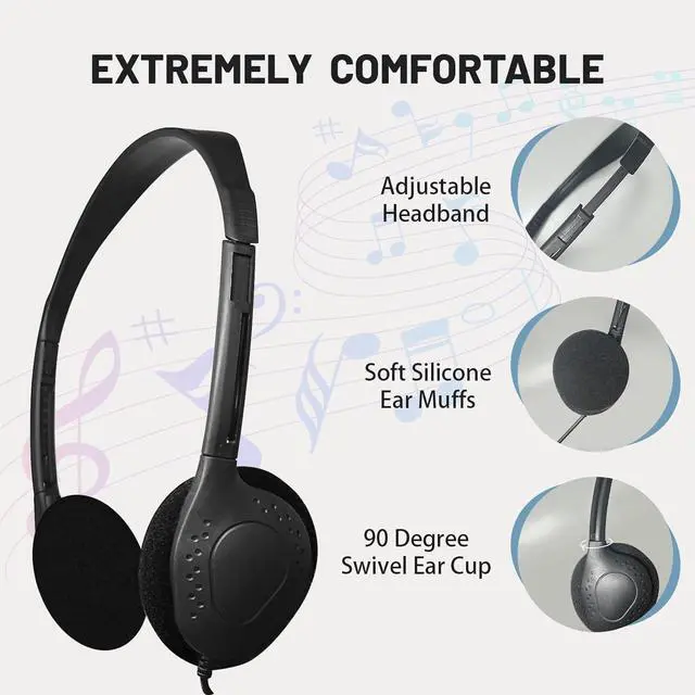 Alt view image 2 of 5 - ZHENWAY USB-C Headphones Bulk, 25-Pack Suitable for Classroom, School, Children, and Teenagers, USB Type-C Headphones Compatible with Pad and Smartphones (Black)