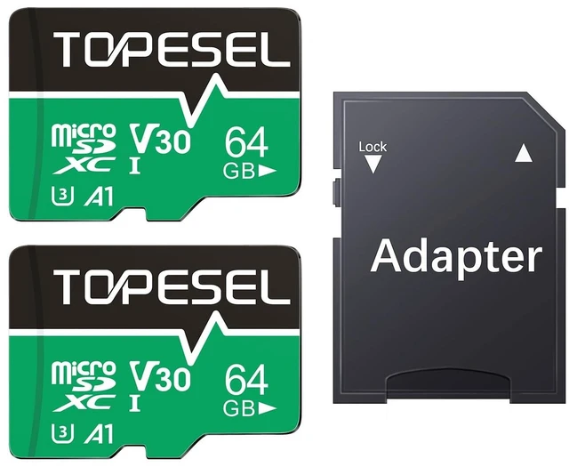 Main image of TOPESEL 64GB Micro SD Card 2 Pack for Camera,Smartphone,Tablet,Dash Cam