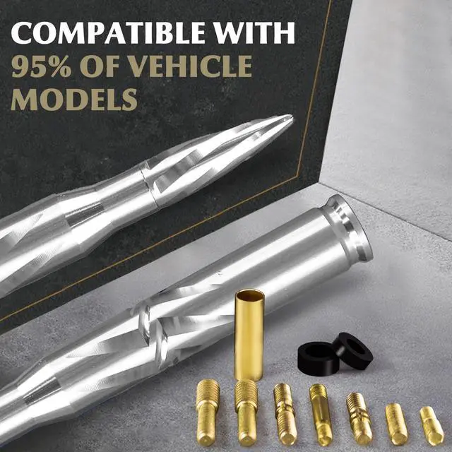 Alt view image 3 of 5 - 7.8in Car Truck Antenna Bullet Antenna Truck Accessories Silverado 1500 Ford F150 Dodge Ram 1500 GMC Sierra 1500 Ranger Short Replacement Antena para Carro (Silver, 7.8in Spiral Style)