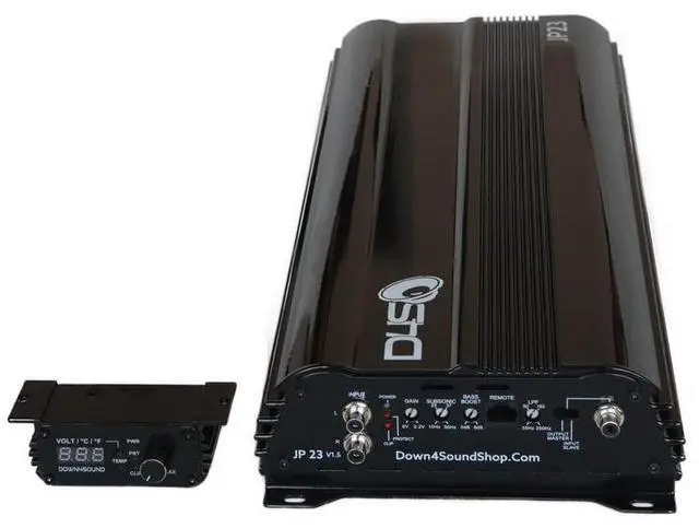 Alt view image 3 of 4 - DOWN4SOUND JP23 V1.5 Black Gloss ^^ Monoblock Amplifier - 2300W RMS, 1-Ohm Stable, Linkable for Car Audio Systems, High-Performance Bass Amplifier for 2000W Subwoofer Setup