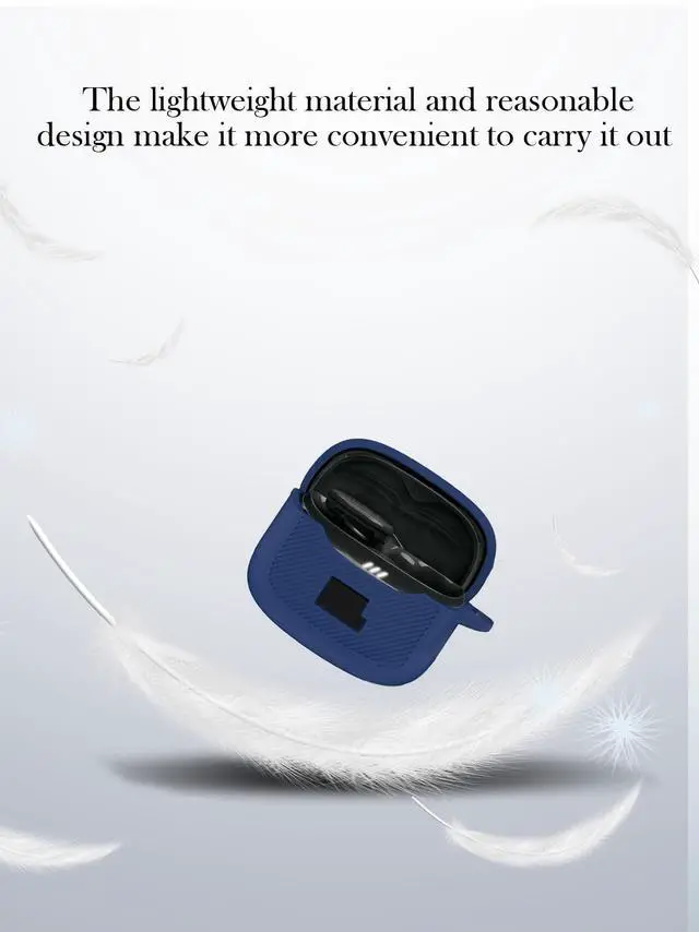 Alt view image 3 of 5 - Case for JBL Tune Buds2 Earbuds,Soft Protective,BOVUGAC Silicone Case Cover with Keychain & Cleaning Kit & Lanyard for JBL Tune Buds 2-Blue